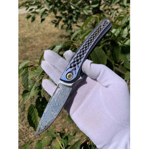 МІНОС (Minos) колекційний складний ніж ручної роботи студії KUSTOM KNIVES Сталь - Damasteel, 59-60 HRC. Photo 2